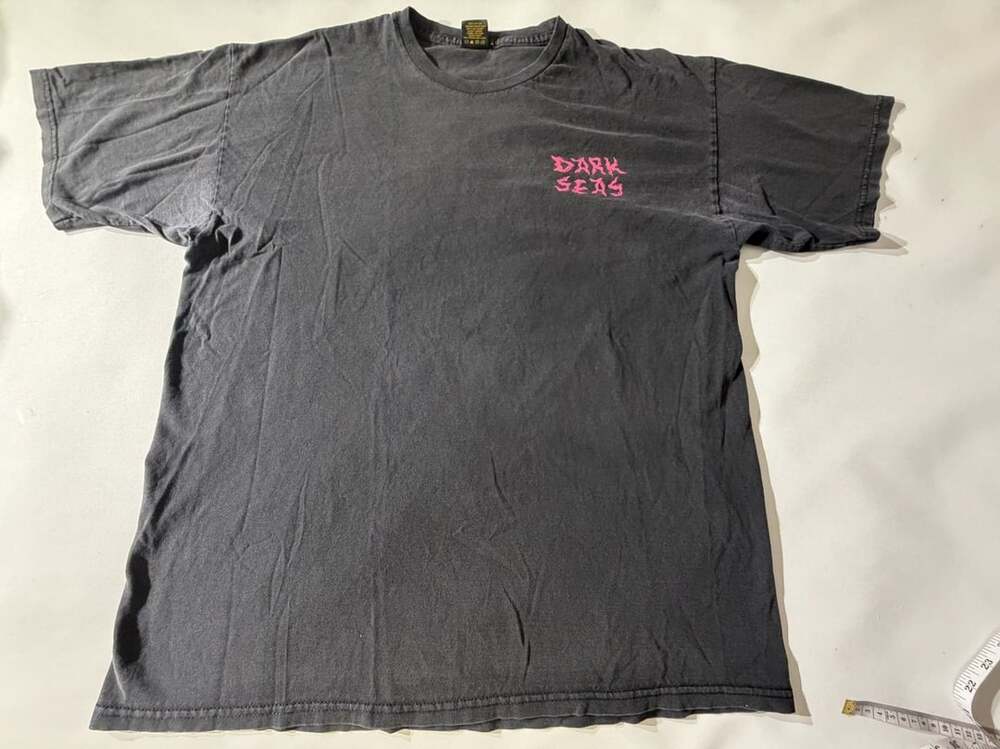 Dark Seas Division XL Black Faded Washed Tee Pink Logo Surf Skate Y2K Grunge